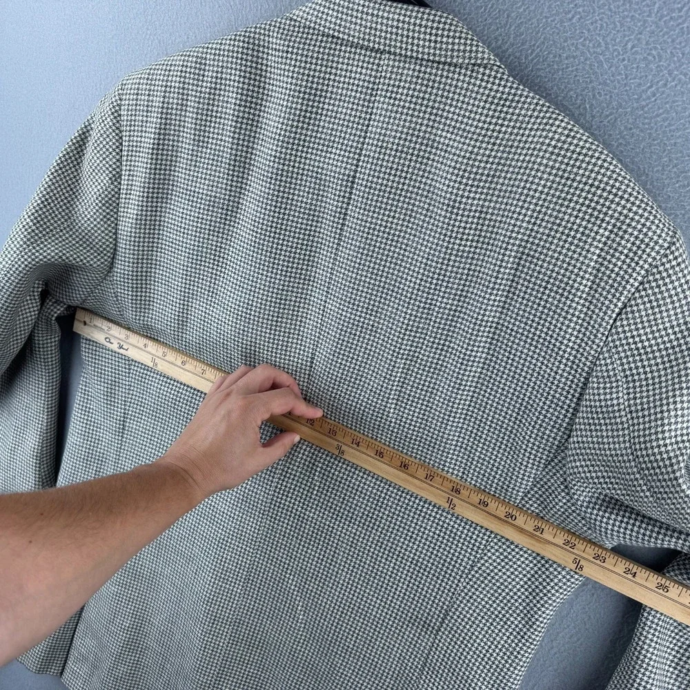 Vintage Canali Houndstooth Blazer Sport Coat EU 56 Fits US 46 Silk Linen Wool